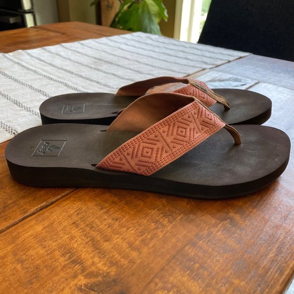 Reef Shoes - Reef | Ortho Bounce Brown & Pink Woven Flip Flop Sandal Thong Women's Sz 11